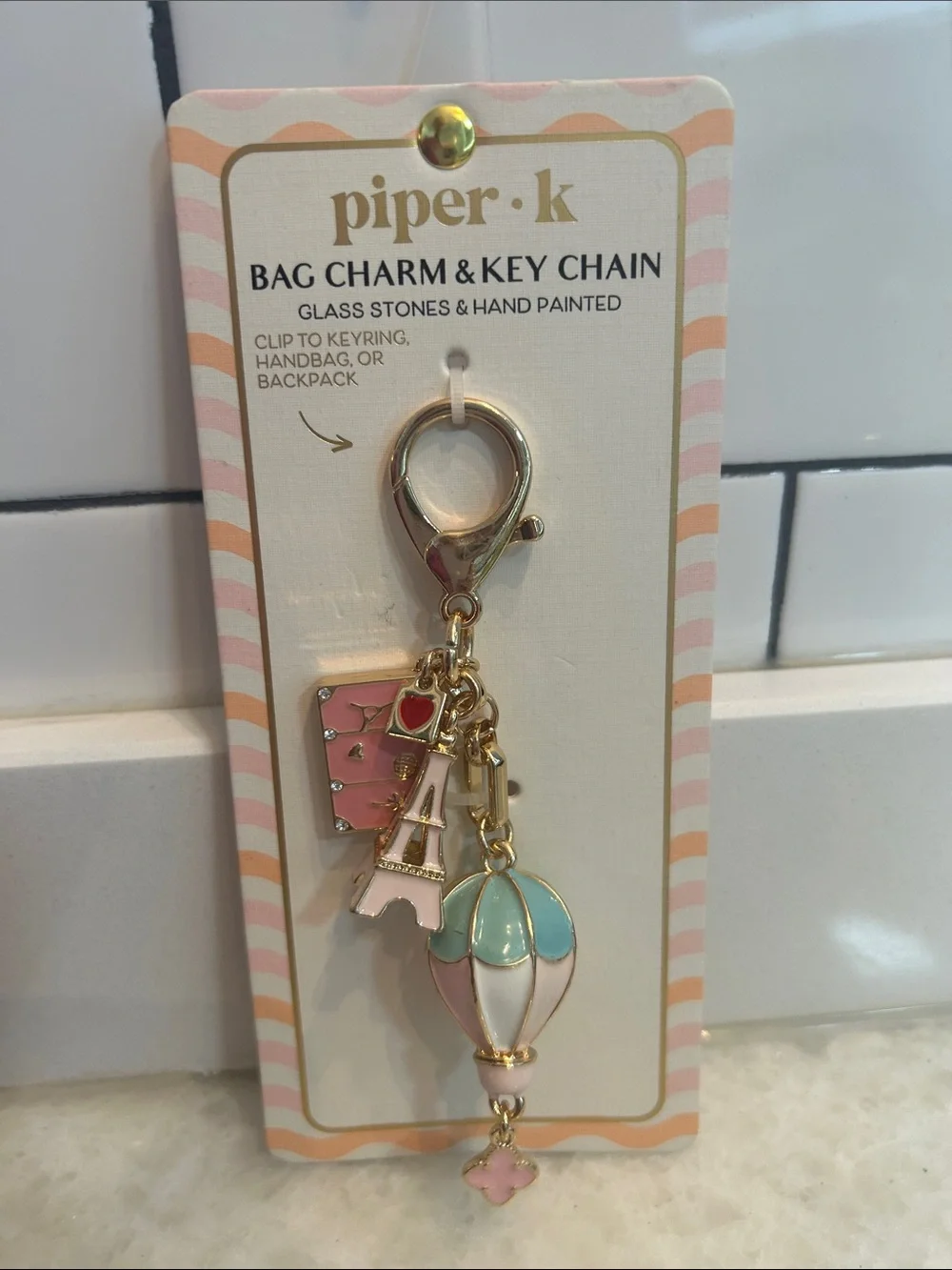 Piper Pastel Hot Air Balloon Bag Charm & Key Chain